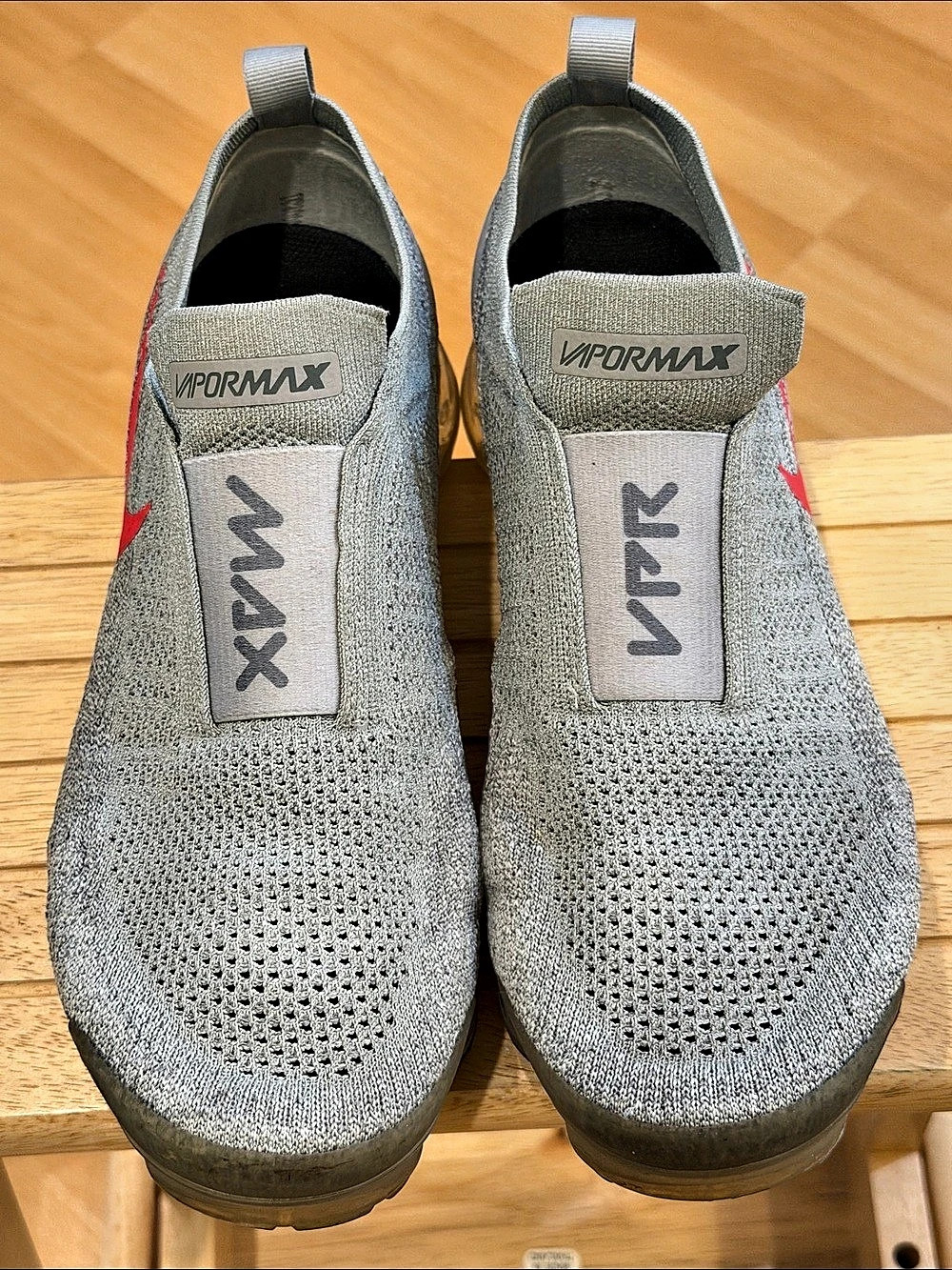 Nike Air VaporMax Flyknit iD Sneakers Gray & Red